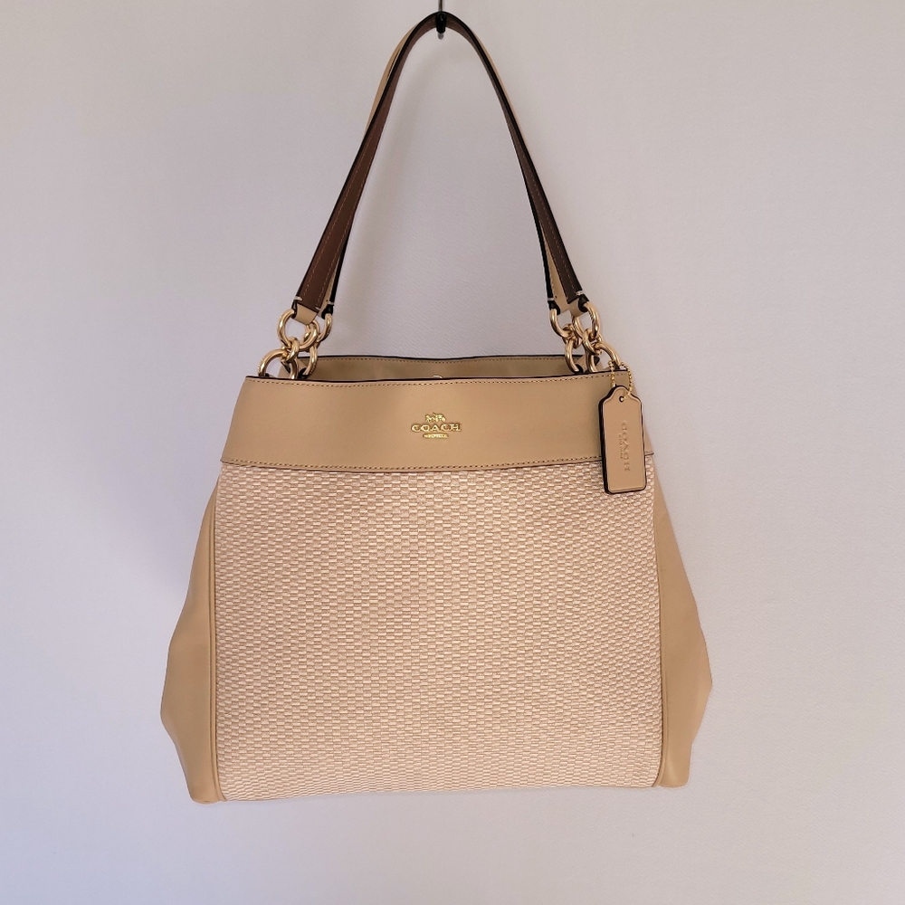 Coach Lexy Beige Legacy Jacquard Women's Bag - Not yellow tone - Excellent! - Picture 12 of 16